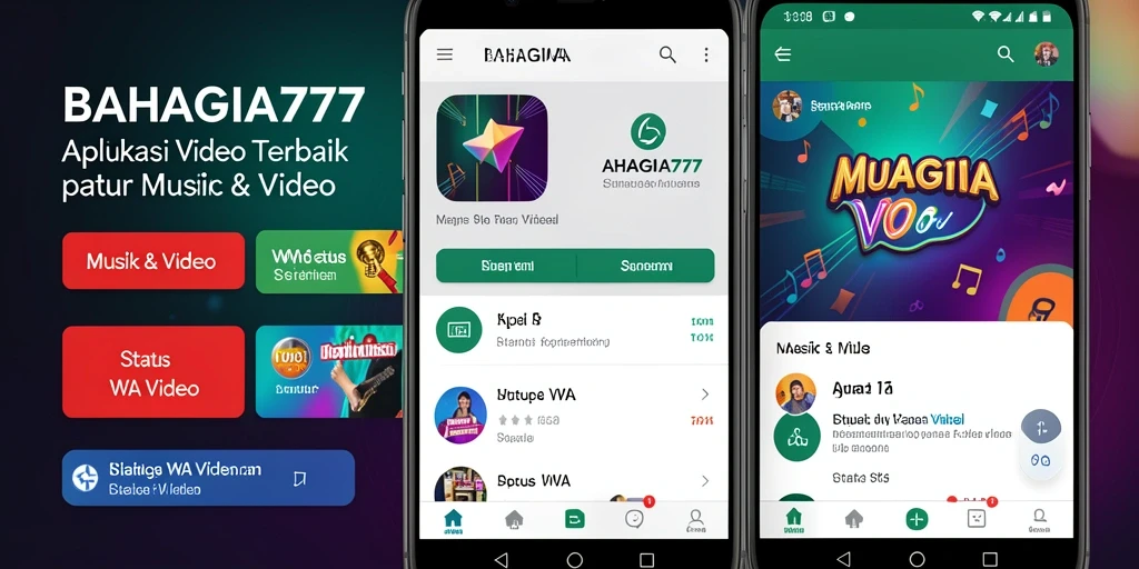 Antarmuka BAHAGIA777 dengan koleksi video Status WA menarik.