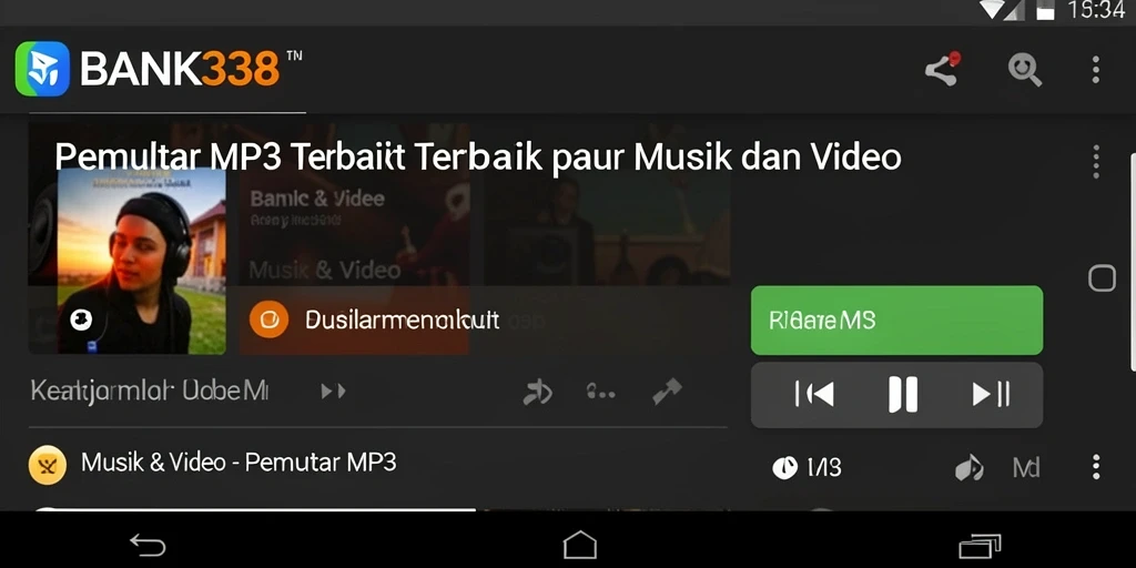 Tampilan utama BANK338 yang sederhana dan fungsional untuk Pemutar MP3.