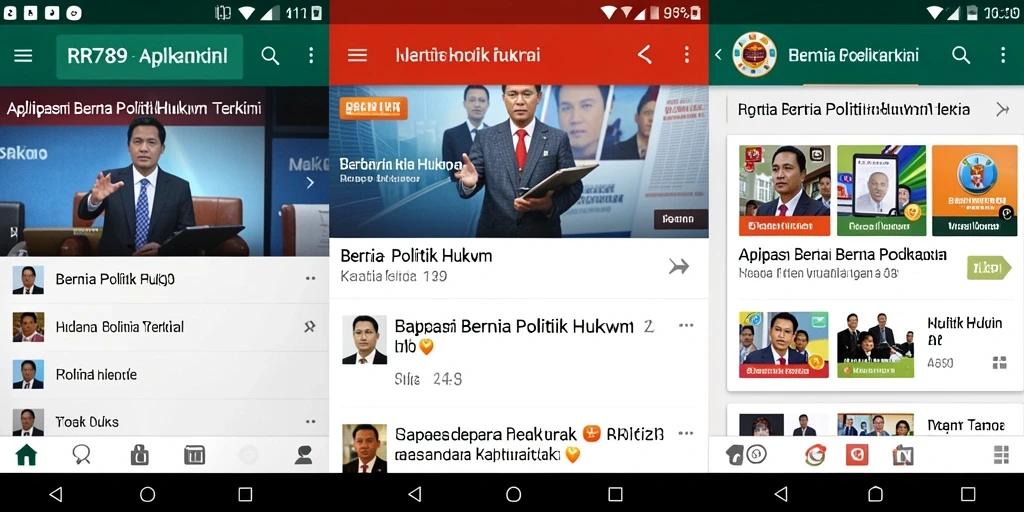 Tampilan aplikasi RR789 dengan fitur berita politik dan hukum.