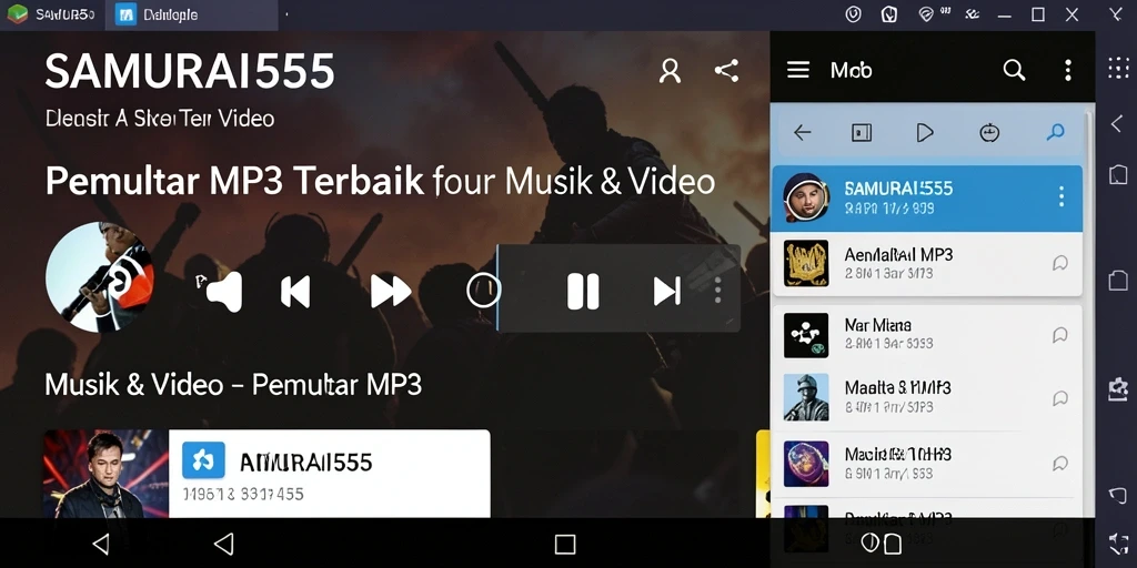 Tampilan antarmuka utama SAMURAI555 Pemutar MP3 yang menarik.