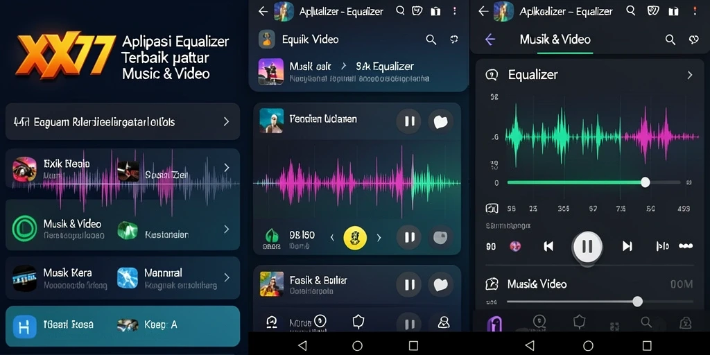 Tampilan antarmuka XXX777 yang ramah pengguna untuk menyesuaikan Equalizer.
