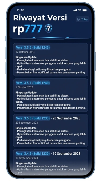 Riwayat Versi rp777 untuk Pengguna Android
